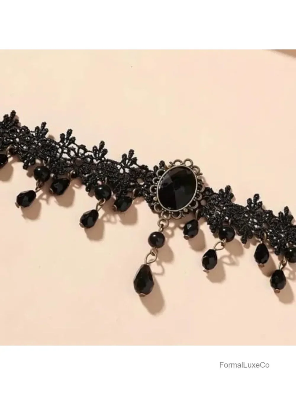 Adjustable Layered Velvet Leather Lace Collar Necklace, Goth